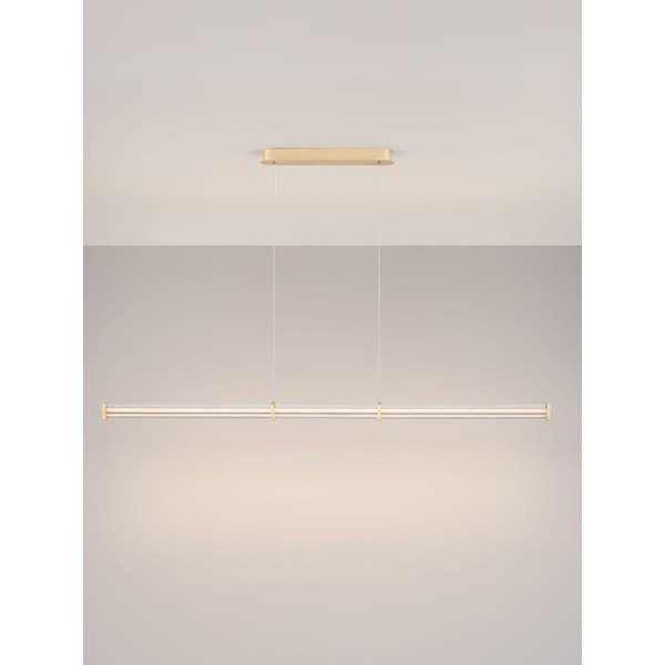 Lustră auriu mat LED cu intensitate reglabilă din metal cu abajur din sticlă acrilică Pheme – Nova Luce-image-3