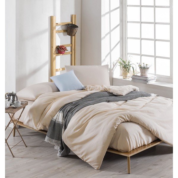 Lenjerie de pat bej pentru pat dublu 200x200 cm Paint - Mijolnir-image-1