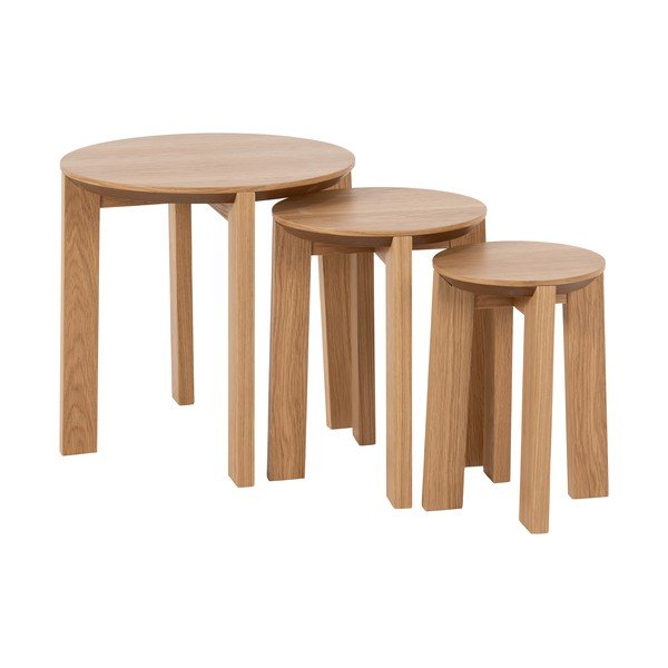 Măsuțe auxiliare rotunde 3 buc. în decor de stejar ø 50 cm Maxime - Actona-image-2