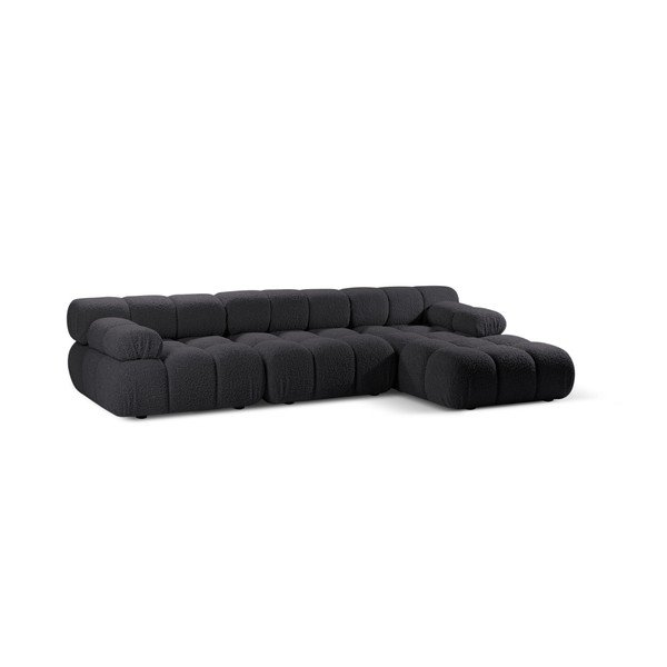 Colțar modular gri antracit cu tapițerie din țesătură bouclé (cu colț pe partea dreaptă) Bellis – Micadoni Home-image-3