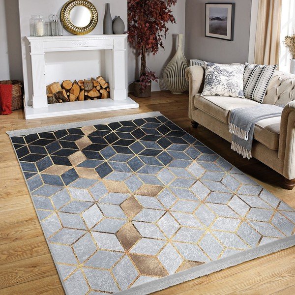 Covor albastru-gri de tip traversă 80x200 cm – Mila Home-image-3