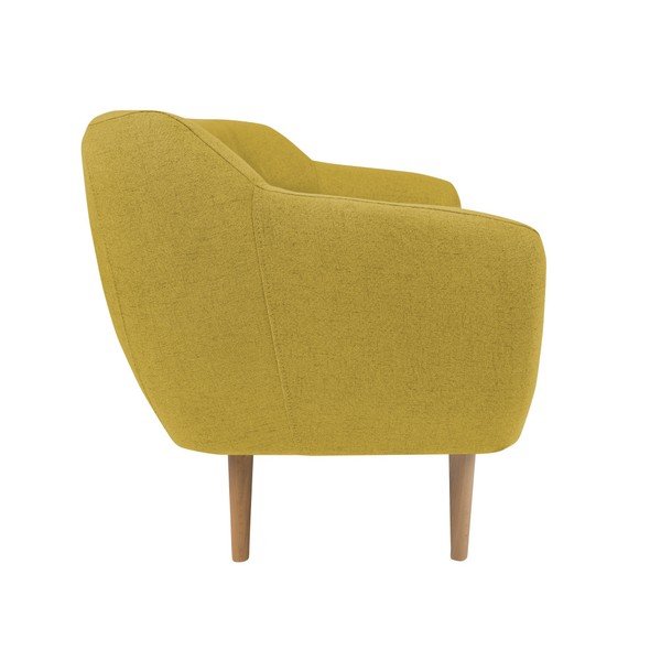 Canapea cu 2 locuri și picioare de culoare deschisă Mazzini Sofas Sicile, galben-image-2