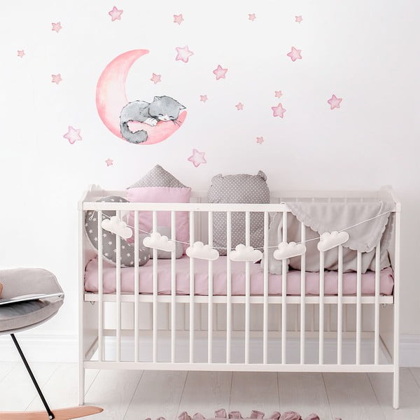 Autocolante de perete pentru camera copiilor Ambiance Magic Cat, roz-image-1