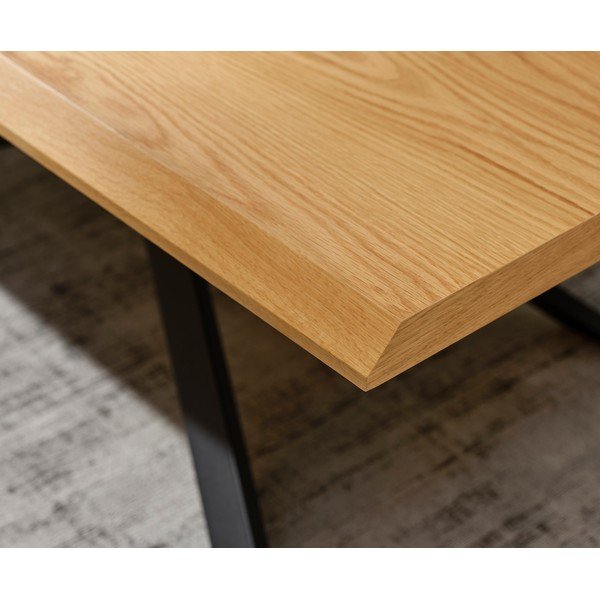 Măsuță de cafea în culoare naturală cu blat cu aspect de lemn de stejar 68x130 cm Arno – Unique Furniture-image-2