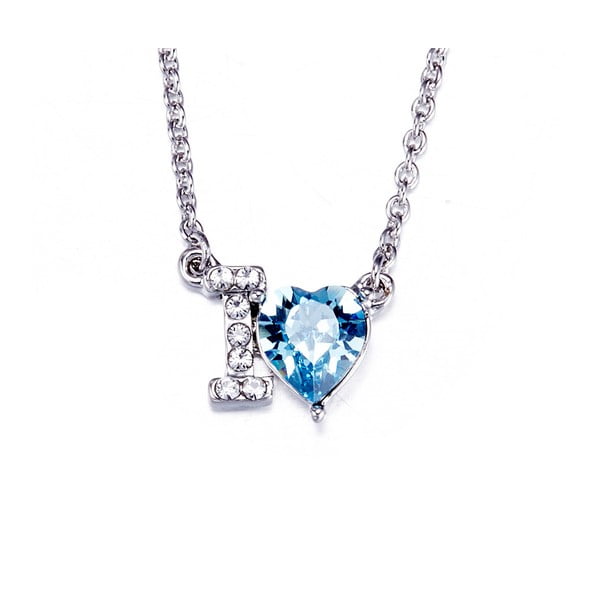Colier cu cristale albastre Swarovski Elements Crystals I Love You