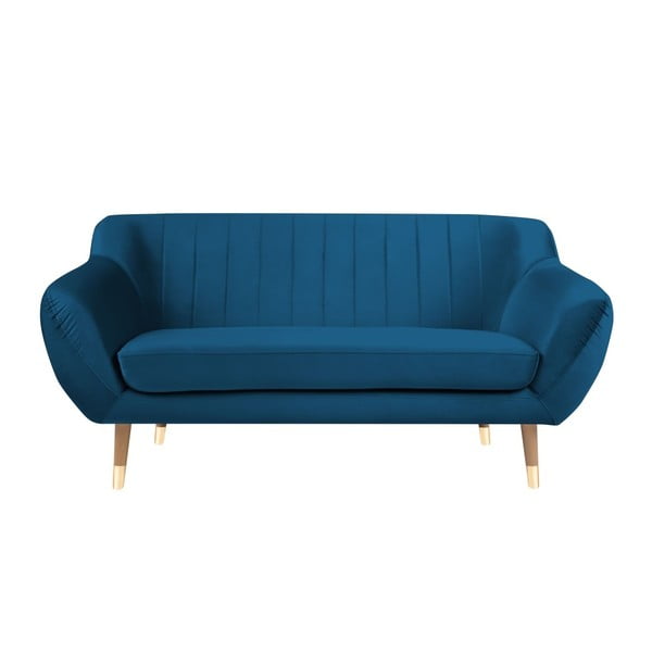 Canapea cu tapițerie din catifea Mazzini Sofas Benito, albastru, 158 cm