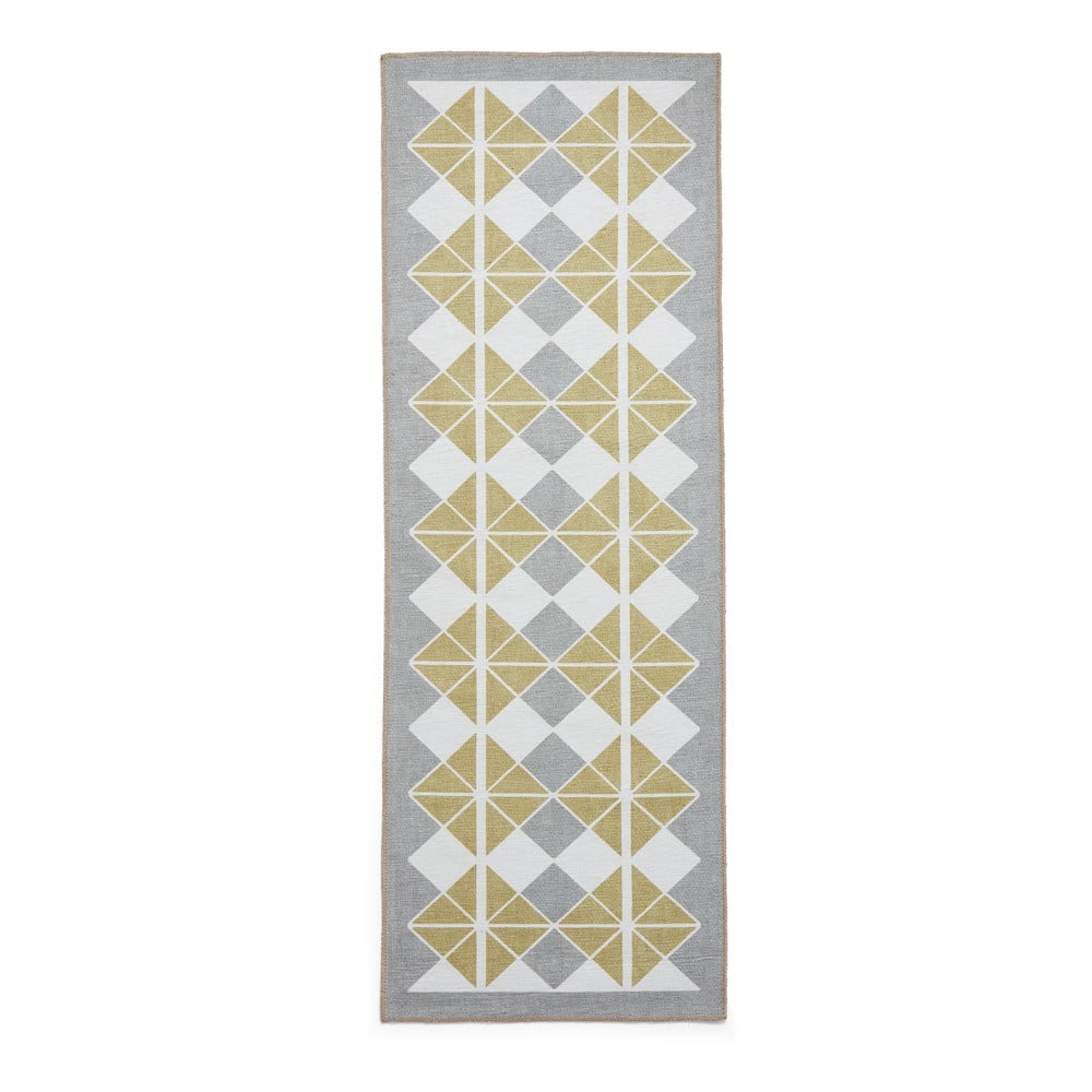Covor tip traversă galben-gri lavabil 76x230 cm Victoria Yellow – Think Rugs