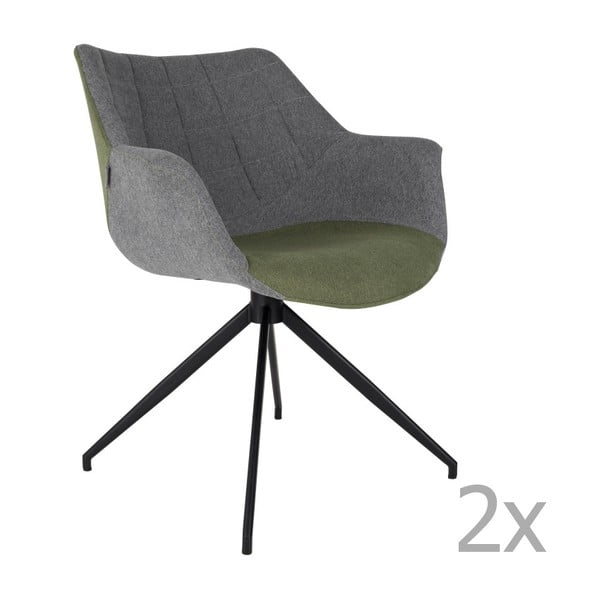 Set 2 scaune Zuiver Doulton, gri - verde