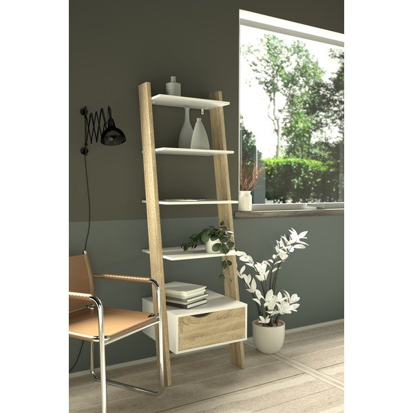 Bibliotecă Tvilum Oslo, natural-alb-image-1