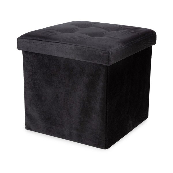 Taburet negru cu tapițerie din catifea – Compactor-image-1