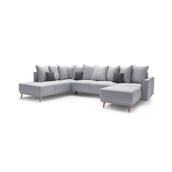 Colțar extensibil cu șezlong pe partea dreaptă Bobochic Paris Panoramique XXL Mola, gri, formă "U"-image-3