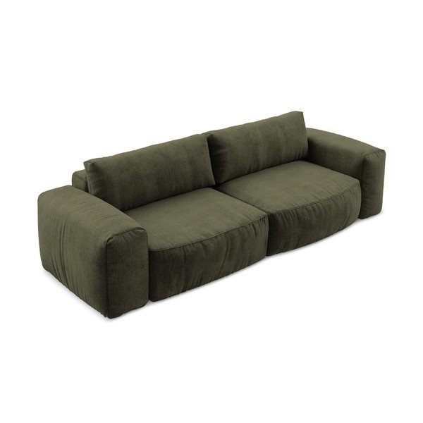 Canapea verde extensibilă cu tapițerie din chenille 275 cm Kuki – Makamii-image-3