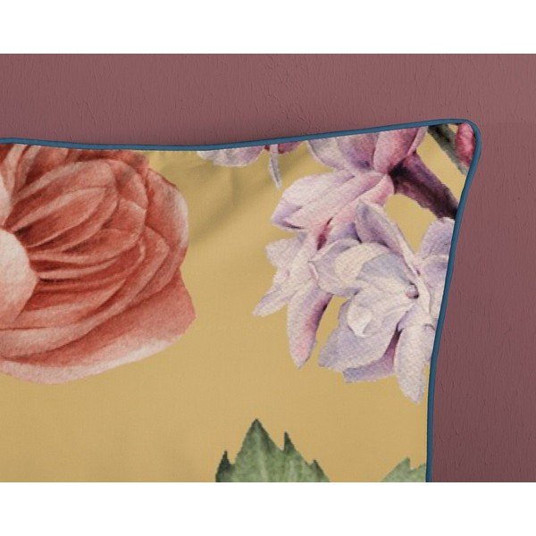 Lenjerie de pat din bumbac organic pentru pat de o persoană Descanso Flowery, 140 x 200 cm, galben-image-3