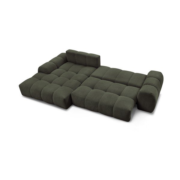 Colțar verde extensibil/cu spațiu de depozitare cu tapițerie din chenille (cu colț pe partea stângă/cu șezlong) Everest – Bobochic Paris-image-4