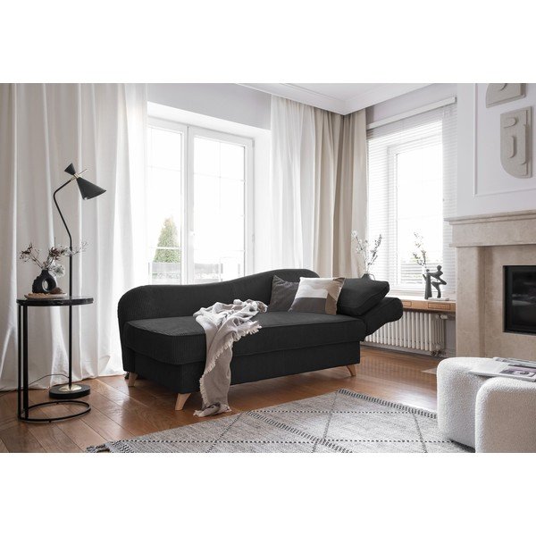 Șezlong gri antracit cu tapițerie din catifea reiată  (cu colț pe partea dreaptă) Chic Charlotte – Miuform-image-2