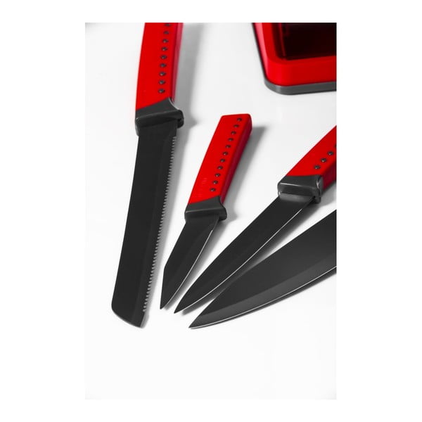 Set 5 cuțite cu suport Red, roșu-image-3