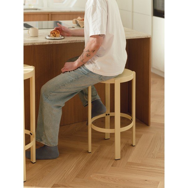 Scaun tip taburet galben din oțel Doon – noo.ma-image-1