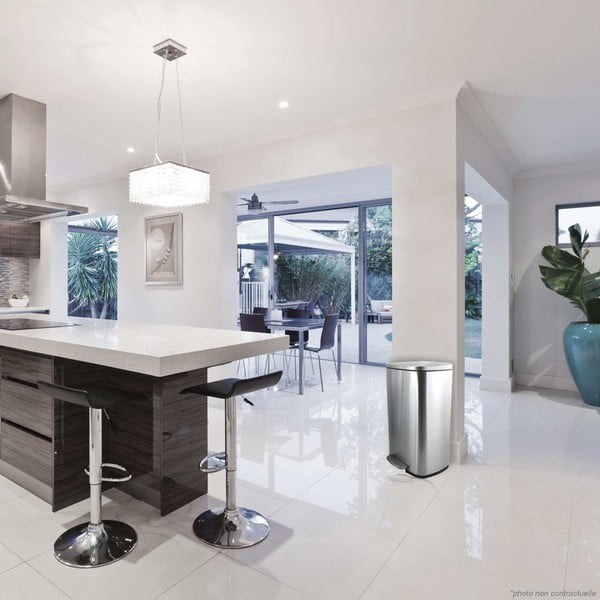 Coș de gunoi argintiu mat cu pedală din oțel 50 l   Akira – Spirella-image-1