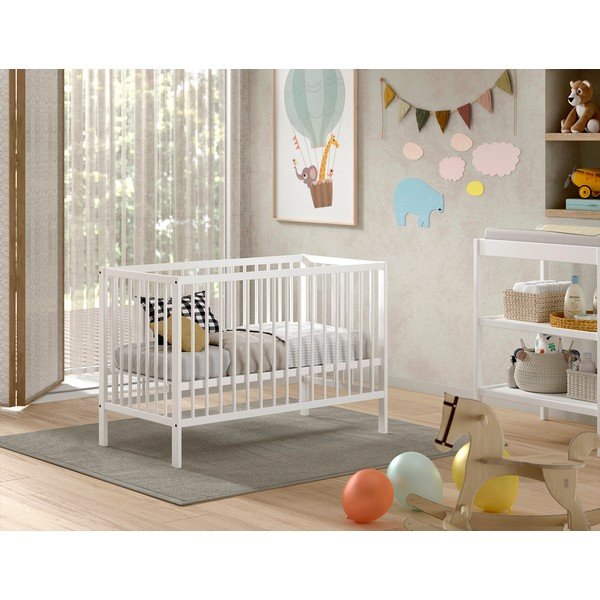 Pătuț alb din lemn masiv de pin 60x120 cm DINO – Vipack-image-1