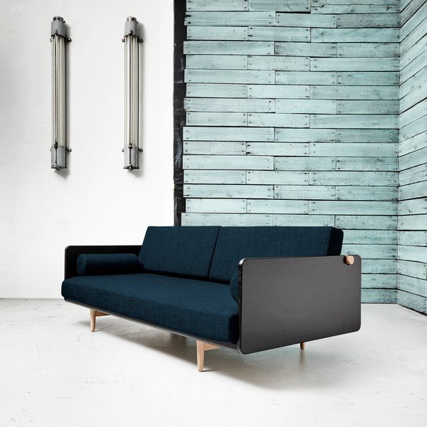 Canapea extensibilă Karup Deva Black/Raw Oak/Deep Blue-image-1