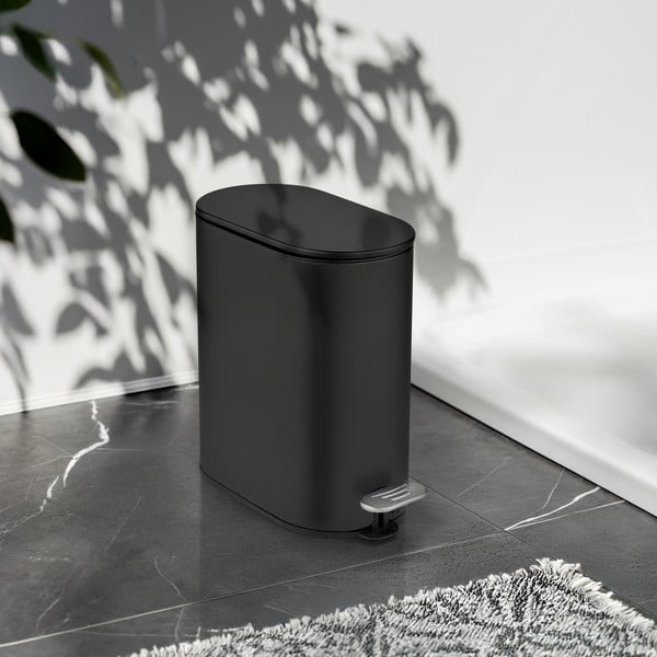 Coș de gunoi negru mat cu pedală din oțel 5 l Collungo – Wenko-image-1