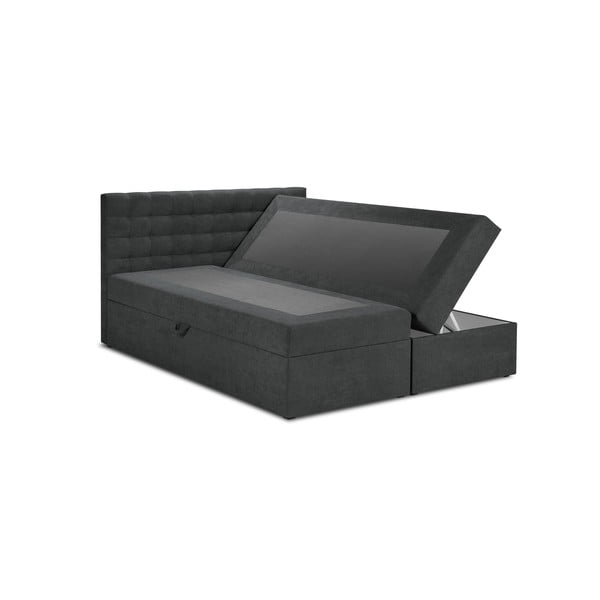 Pat boxspring 180x200 cm gri închis cu spațiu de depozitare Jade – Mazzini Beds-image-2