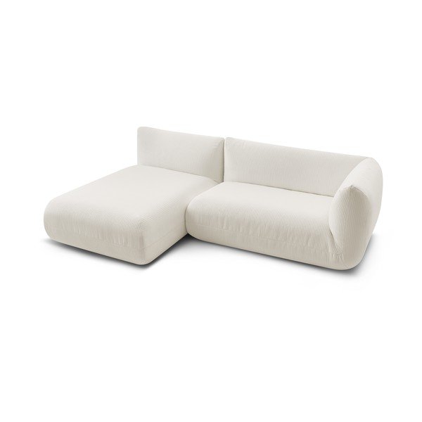 Colțar alb cu tapițerie din catifea reiată  (cu colț  pe partea stângă ) Lecomte – Bobochic Paris-image-4