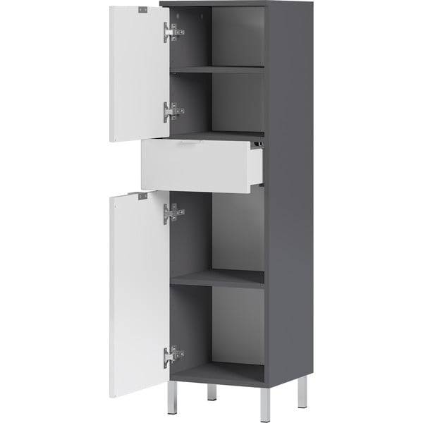 Dulap Germania Mauresa, înălțime 120 cm, alb - gri-image-2