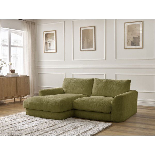 Colțar kaki cu tapițerie din chenille (cu colț pe partea stângă/cu șezlong) Leonore – Bobochic Paris-image-4