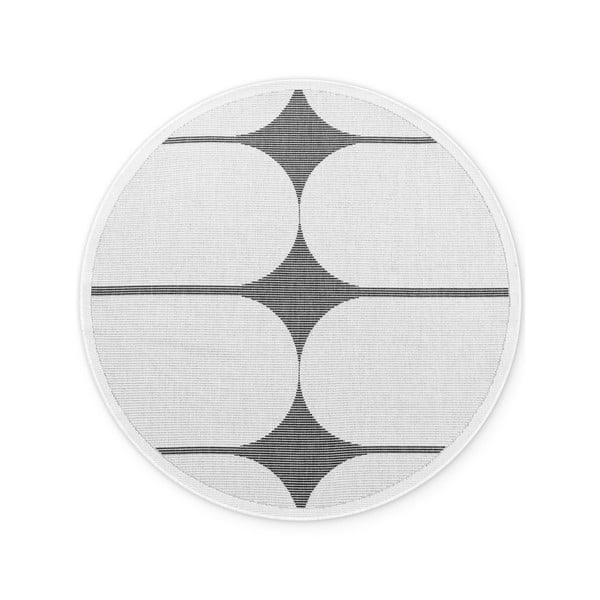 Covor pentru exterior și interior alb-negru rotund ø 160 cm Duet Bowen – NORTHRUGS