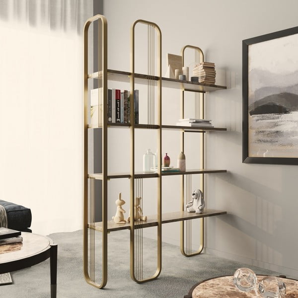 Etajeră aurie cu aspect de lemn de pin 125x180 cm Sierra – Kalune Design-image-1