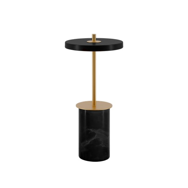 Veioză neagră LED cu intensitate reglabilă din marmură cu abajur din metal (înălțime 25,5 cm) Asteria Move Mini – UMAGE