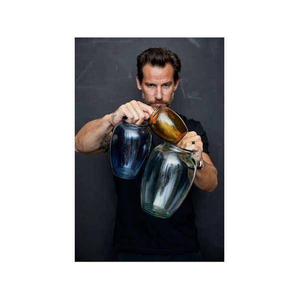 Vază de sticlă Bitz Kusintha, ø 14 cm, albastru-image-2