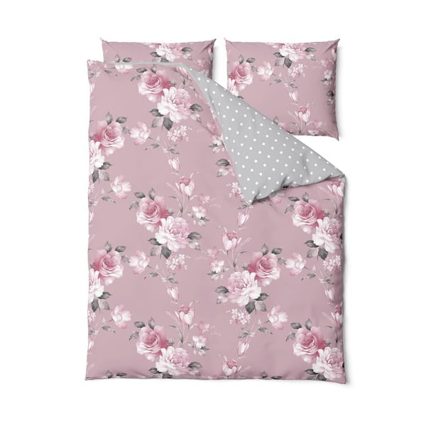Lenjerie de pat din bumbac pentru pat dublu Bonami Selection Belle, 160 x 220 cm, roz