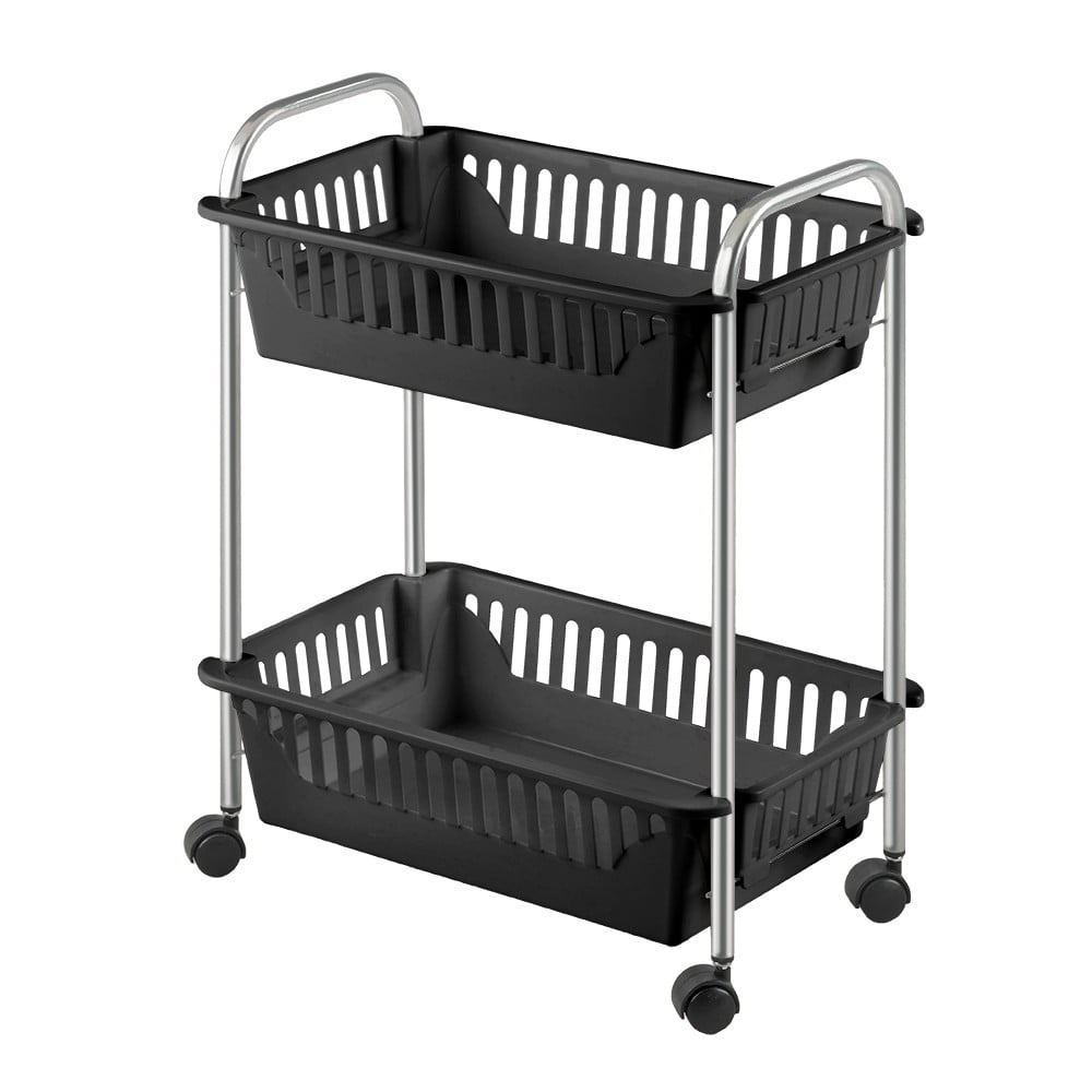 Etajeră pe roți neagră 41x52x26 cm Oslo – Metaltex