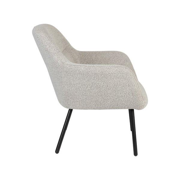 Fotoliu alb cu tapițerie din țesătură bouclé Dude – White Label-image-3