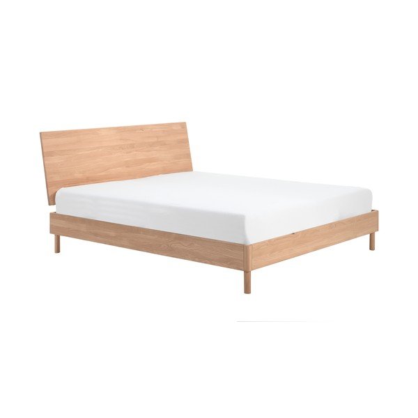 Pat matrimonial în culoare naturală din lemn de stejar fără somieră 180x200 cm Forrest – Vipack