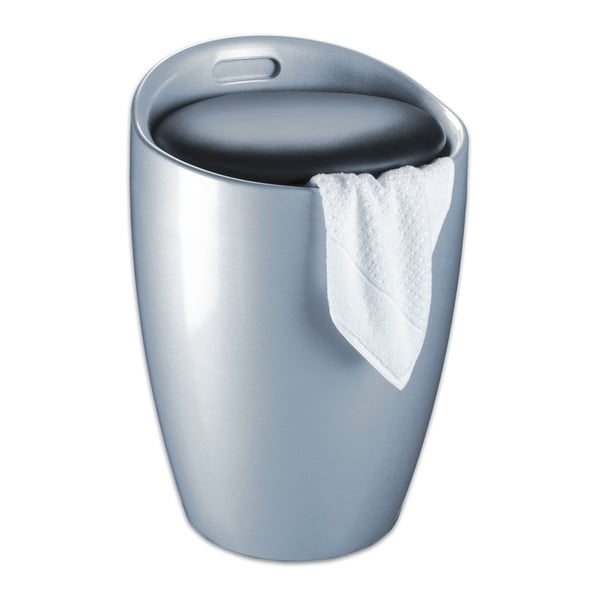 Coș de rufe /taburet Wenko Candy, 20 l, argintiu