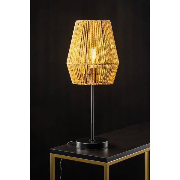 Veioză neagră/în culoare naturală cu abajur din împletitură de trestie (înălțime 55 cm) Eranko – GTV-image-1