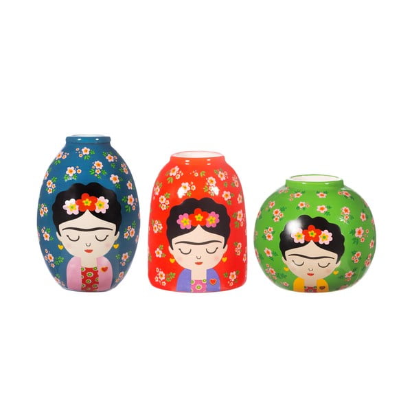 Vaze 3 buc. din ceramică (înălțime 8 cm) Floral Frida – Sass & Belle