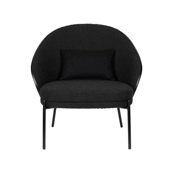 Fotoliu negru cu tapițerie din țesătură bouclé Rodin – Dutchbone-image-2