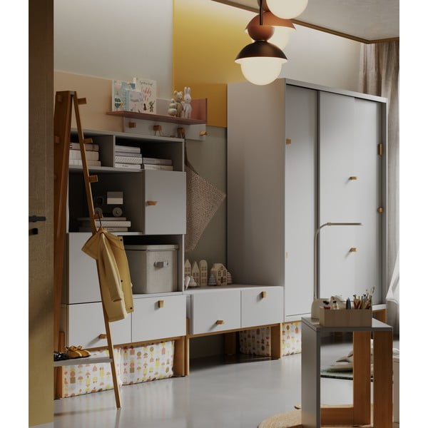 Șifonier de copii gri deschis 154x195 cm Cube - Pinio-image-1