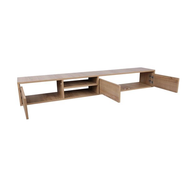 Comodă TV în culoare naturală cu aspect de lemn de stejar 180x30x25 cm Rust – Kalune Design-image-3