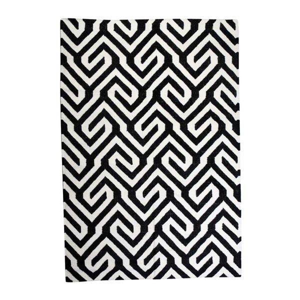 Covor de lână Geometry Modem Black & White, 160x230 cm