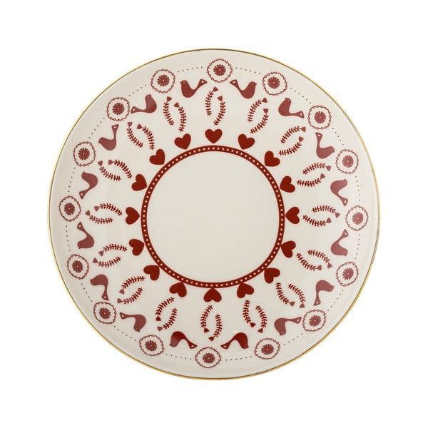 Farfurie crem pentru desert  din gresie ø 16 cm  cu model de Crăciun Jolly – Bloomingville