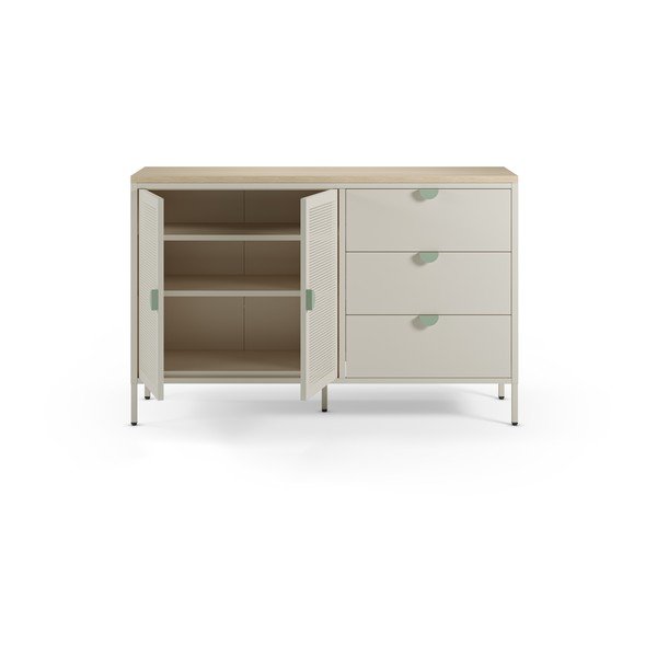 Comodă crem/în culoare naturală din metal 140x90x40 cm Sayla – Marckeric-image-1