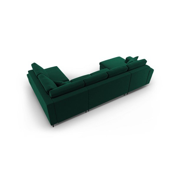 Colțar verde extensibil, cu spațiu de depozitare cu tapițerie din catifea (cu colț pe partea dreaptă-în formă de "U") Kyoto – Cosmopolitan Design-image-4