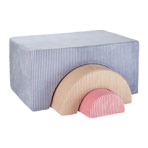 Set de joacă din spumă albastru din catifea reiată 75x49x37 cm Rainbow Montessori – Wigiwama