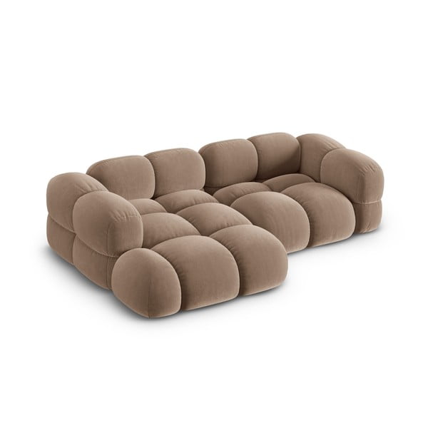 Colțar maro cu tapițerie din catifea (cu colț pe partea stângă/cu șezlong) Loretto – Cosmopolitan Design-image-2