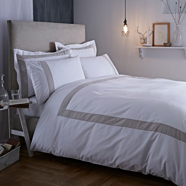 Lenjerie de pat Bianca Tailored, 200 x 200 cm, gri-albă